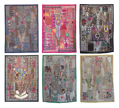 Wholesale Sari Patchwork Wall Hanging Recycle Sari Patchwork Tapestry