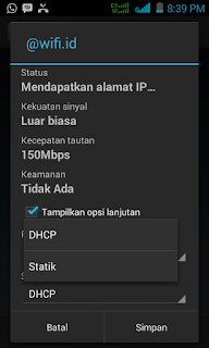 merubah alamat ip wifi