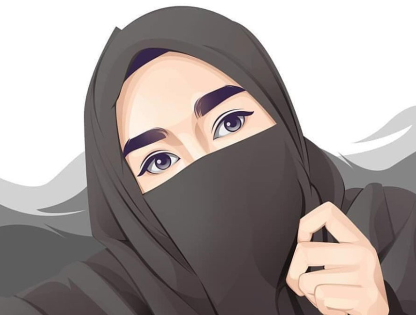 1001 Gambar kartun  muslimah  berhijab cantik bercadar 