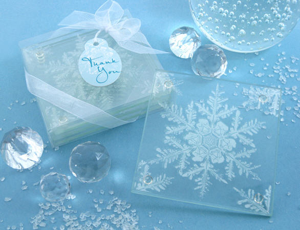 These glass coaster favors are not only beautiful with their elegant