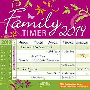 Family Timer - Floral (BK) 224219 2019: Broschürenkalender mit Ferienterminen