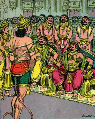 Rakshasa minister Prahasta enquires Hanuman