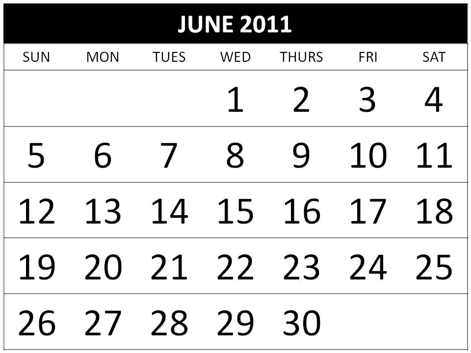 2011 calendar june