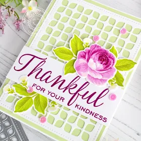Sunny Studio Stamps: Frilly Frames Dies Elegant Leaves Everything's Rosy Thank You Card by Leanne West