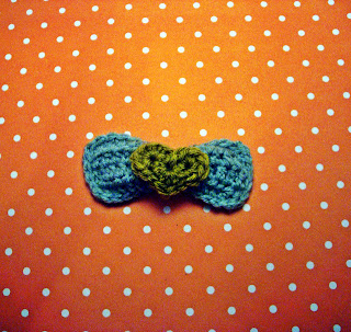 Handmade Crochet Hair Bow with Heart