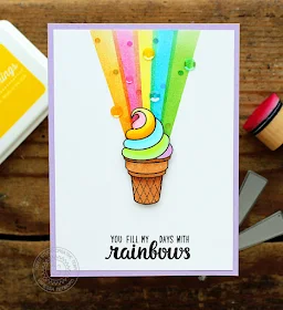 Sunny Studio Stamps: Sun Ray and Color Me Happy Rainbow Card by Vanessa Menhorn