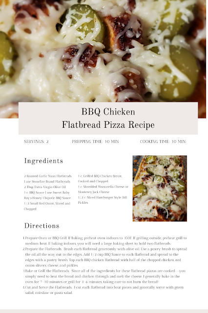 Printable Recipe for BBQ Chicken Flatbread Pizzas