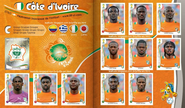 Album CÔTE D´IVOIRE - COSTA DO MARFIM Fifa World Cup BRAZIL 2014 LIVE COPA DO MUNDO Sticker Figurinha Download Lealtudo