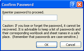 re-enter password ms excel