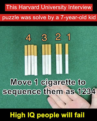 move 1 cigarette to sequence them as 1234