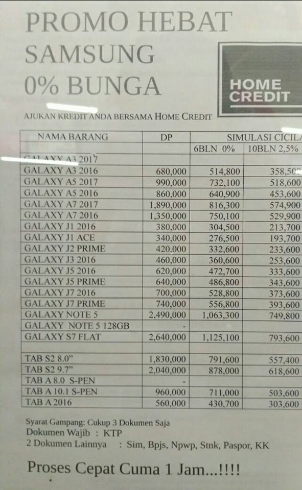 PROMO SAMSUNG TANPA BUNGA DP RINGAN CUMA DI HOME CREDIT 