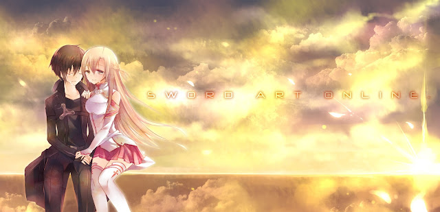   Asuna | Kirito | Sword Art Online Sweet Crying Couple Clouds anime hd wallpaper desktop pc background 0019. 