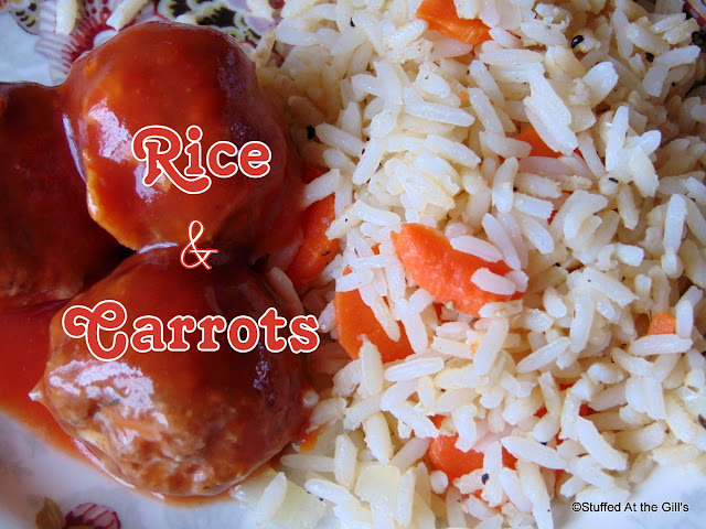 Rice & Carrots served with vegetarian meatballs in a sweet and sour sauce.