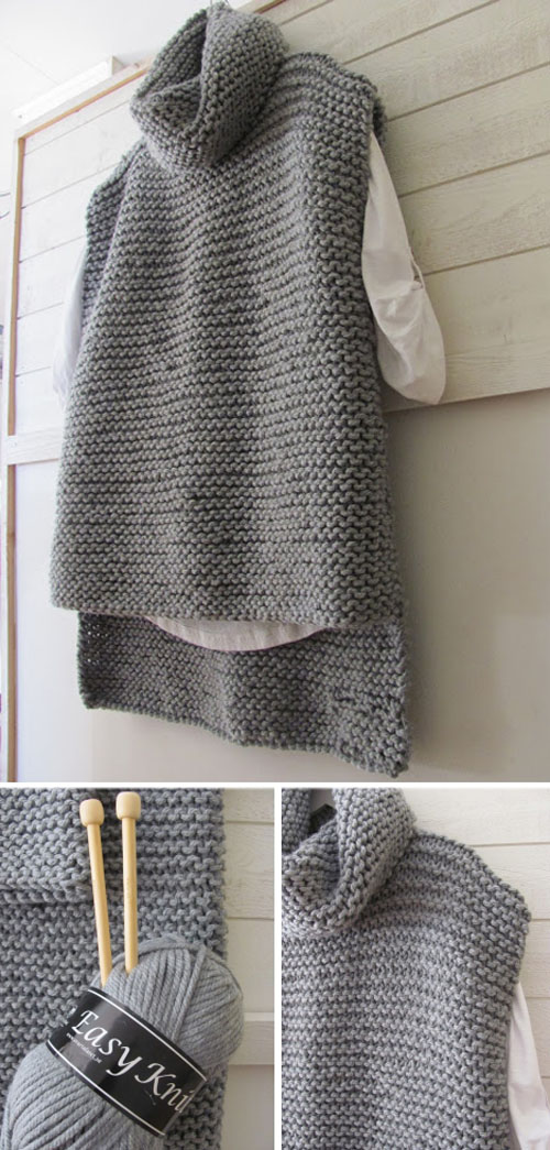 Easy Knit Women Sweater Vest - Free Pattern