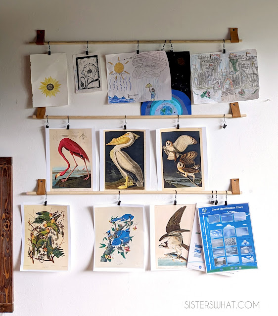 picture study art display for modern homeschool room