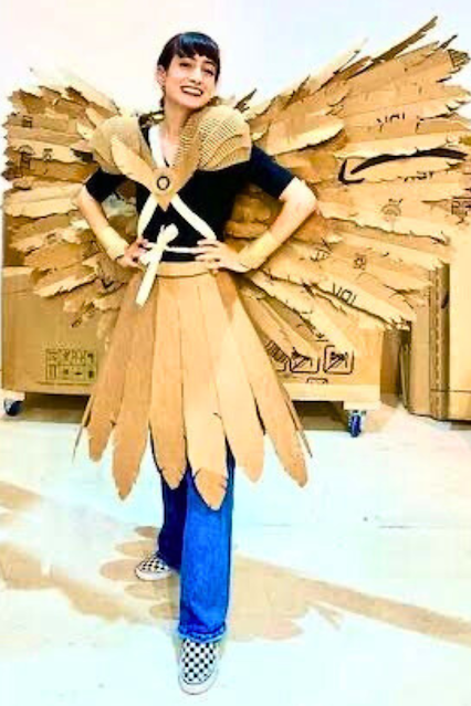 Recycled Cardboard Angel Wings Skirt DIY Costume