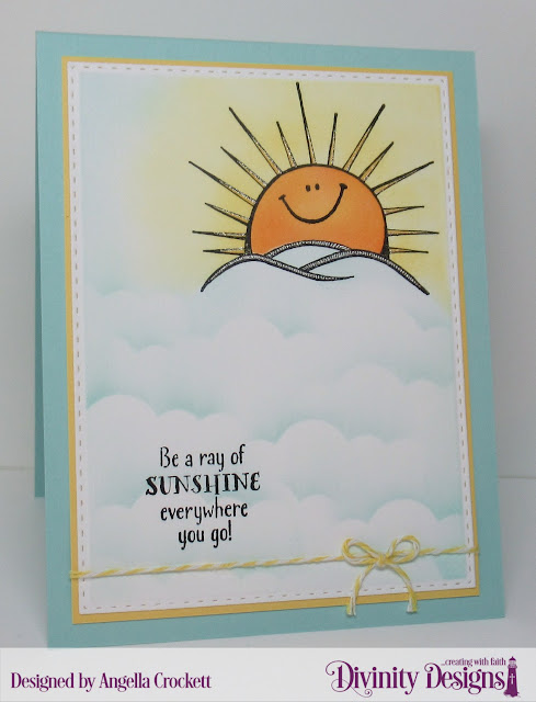 Divinity Designs LLC: Hello Sunshine, Double Stitched Rectangles Dies, Clouds and Raindrops Dies; Card Designer Angie Crockett