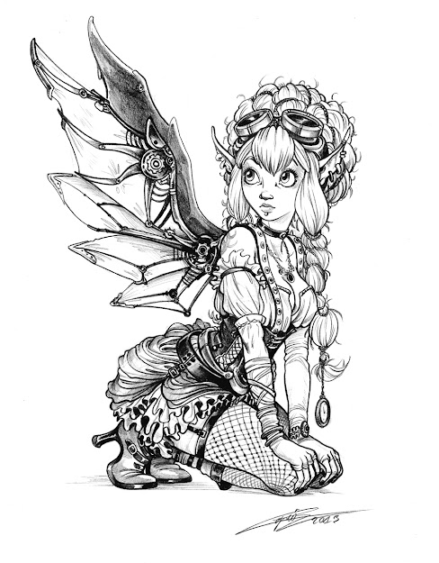Steampunk Fairy By Capia On Deviantart Wings Gears Sprockets Metal Lady  Woman Babe Tattoo Flash Art Ar