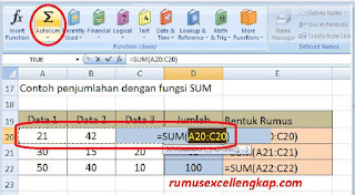 contoh 5 penjumlahan dengan autosum