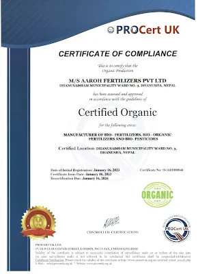 Organic Certificate sample
