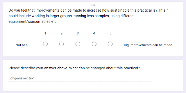 An example of a question given in the sustainability survey