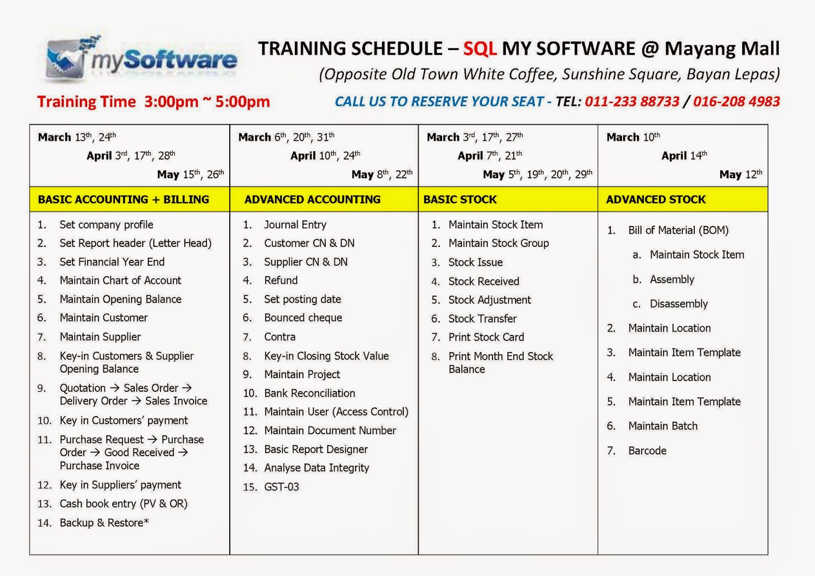 SQL MySoftware: SQL Training Class