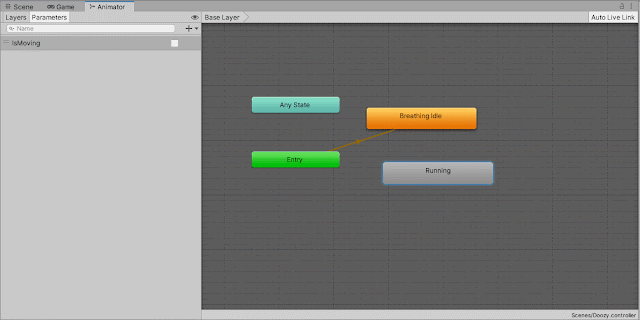 Adding a transition between idle and running