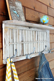 make a coat hook and shelf from an old shutter