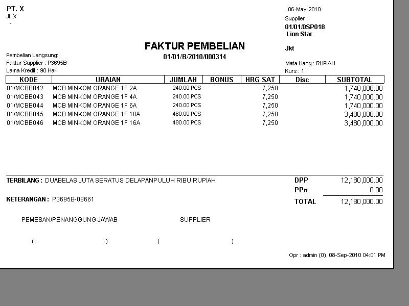 Contoh Pembuatan Invoice  Joy Studio Design Gallery 