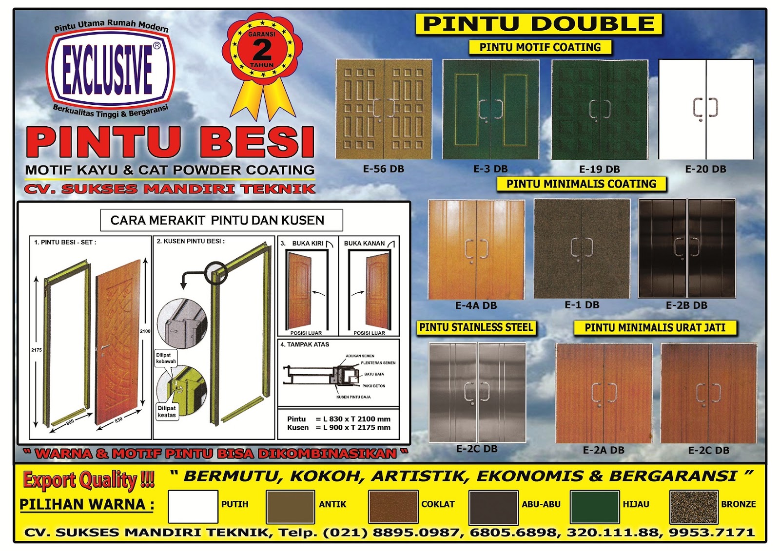 SUKSES MANDIRI TEKNIK HARGA PINTU GARASI SLIDING EXCLUSIVE