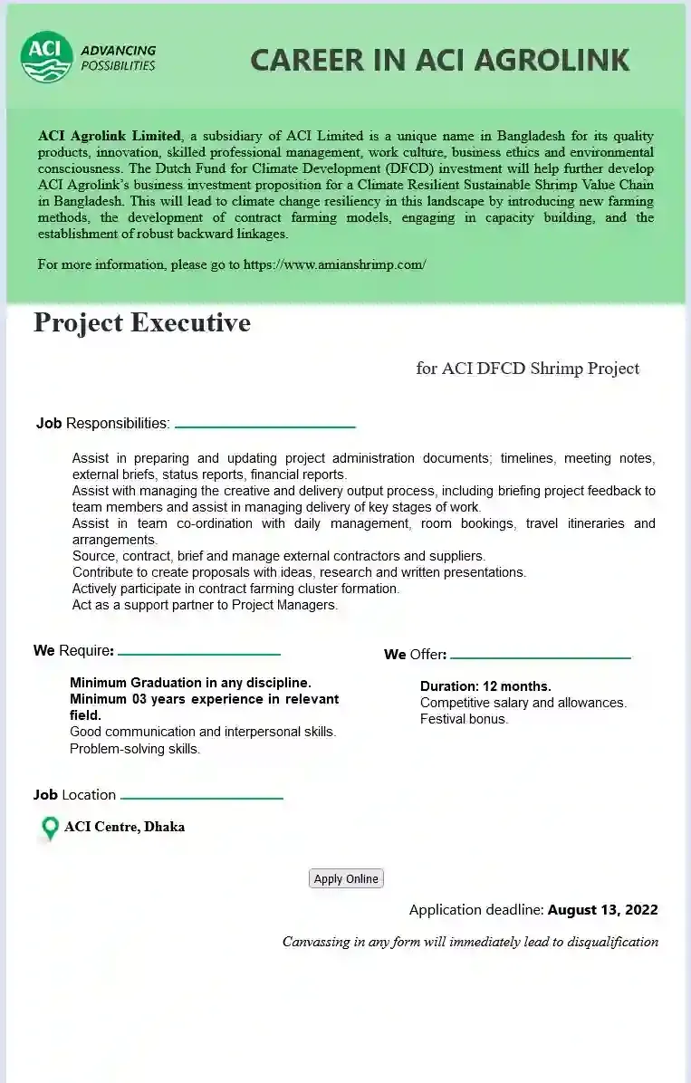 ACI Group Job Circular 2022