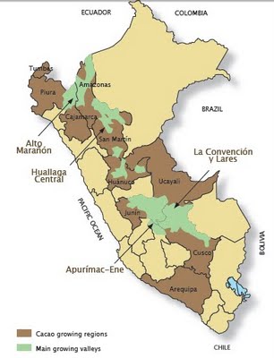 Mapa de producción del Cacao.