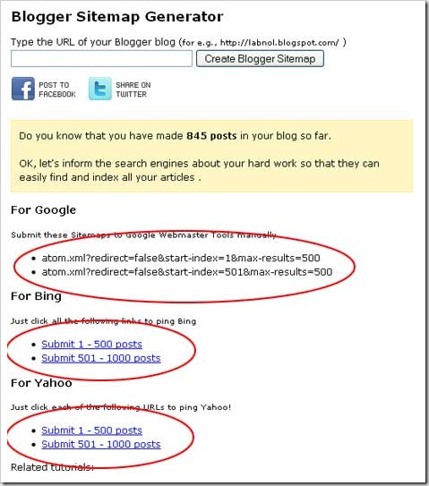 result of sitemap generator