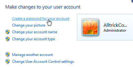 membuat password user account