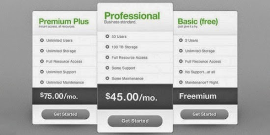 Free PSD Pricing Table