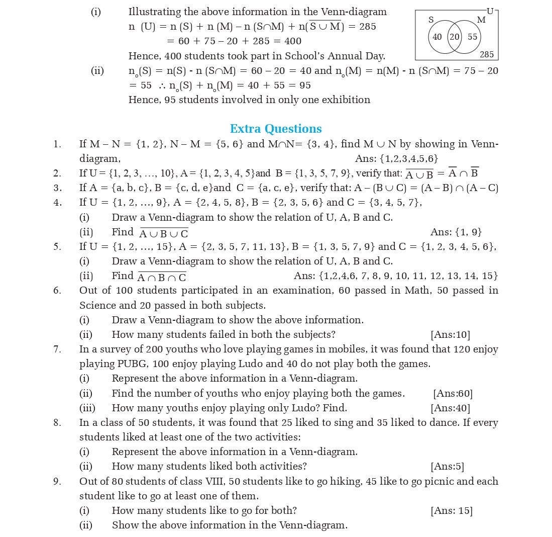 Solution of Class 8 Mathematics Unit 1 Set (Vedanta Excel in Mathematics Book 8)