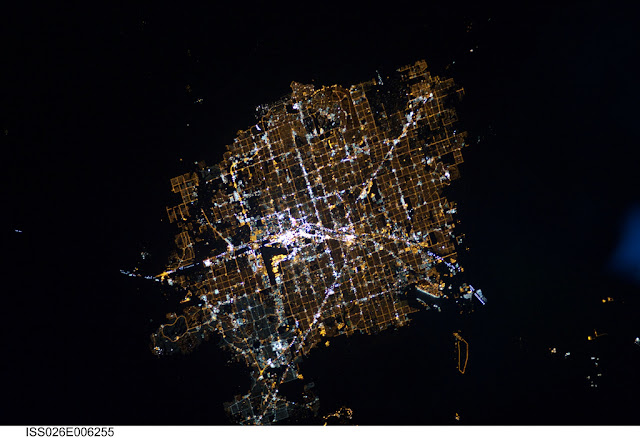 Satellite photo of Las Vegas city lights as seen from space