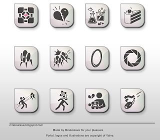 portal icons, portal, aperture science, valve, orange box icons, glados