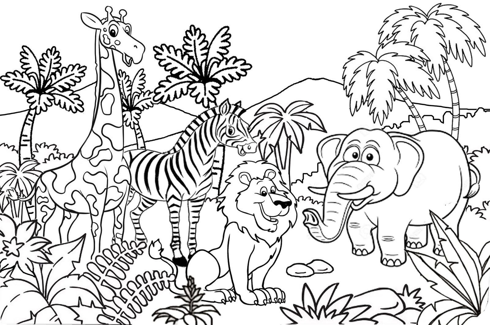 Coloring And Drawing Gambar Mewarnai Pemandangan Kebun Binatang
