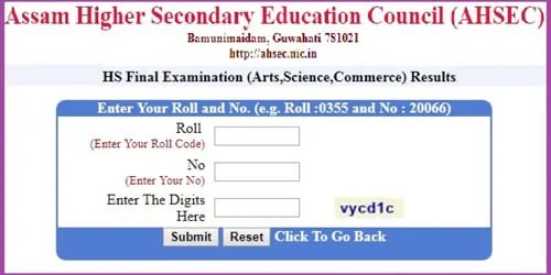 Assam HS Final Year Results 2024