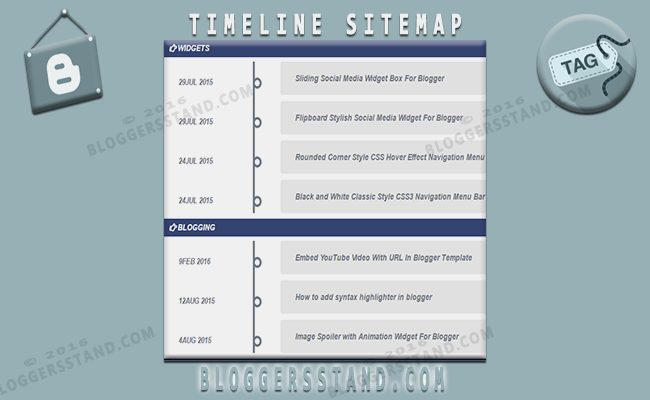 How To Add Timeline Style Sitemap Widget In Blogger
