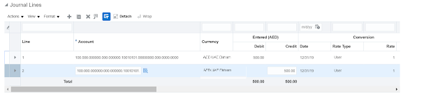 create manual journal in oracle