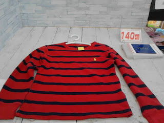 中古品　子供服　１４０㎝　POLO　レッド×ネイビー　ボーダー　プルオーバー　７９８円