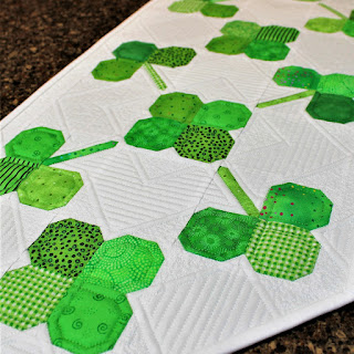 CLOVER TABLE RUNNER-ST PATRICKS DAY DECOR-FOUR LEAF CLOVER-QUILT PATTERN