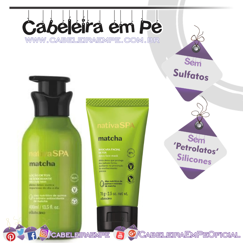 Loção Desodorante Corporal e Máscara Facial Detox Matcha Nativa Spa - O Boticário