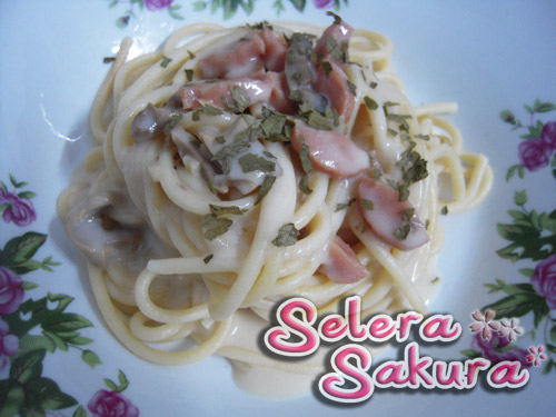 Spaghetti Carbonara (Sosej) - Selera Sakura