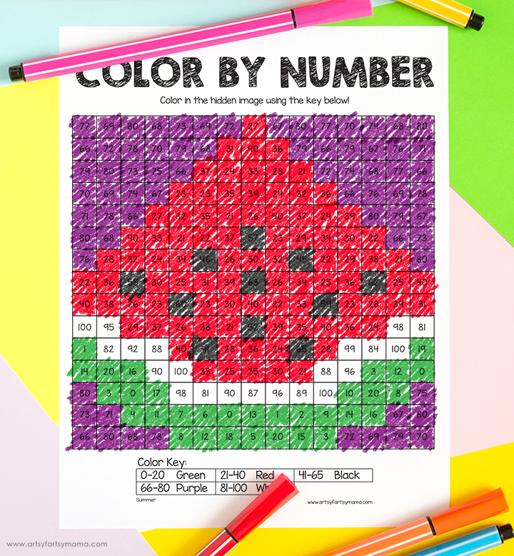Free Printable Summer Color by Number Worksheets