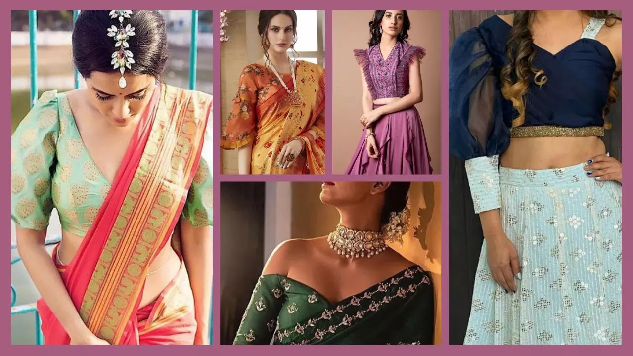 Try this beautiful blouse design with saree and lehenga