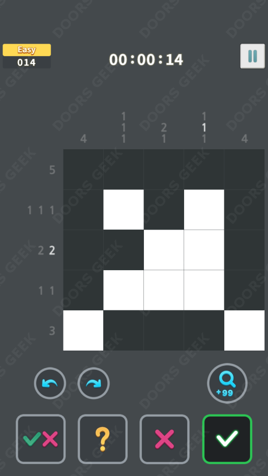 Nonogram King Easy Level 14 Solution, Cheats, Walkthrough for Android, iPhone, iPad and iPod