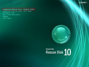 membersihkan virus menggunakan Kaspersky rescue disk